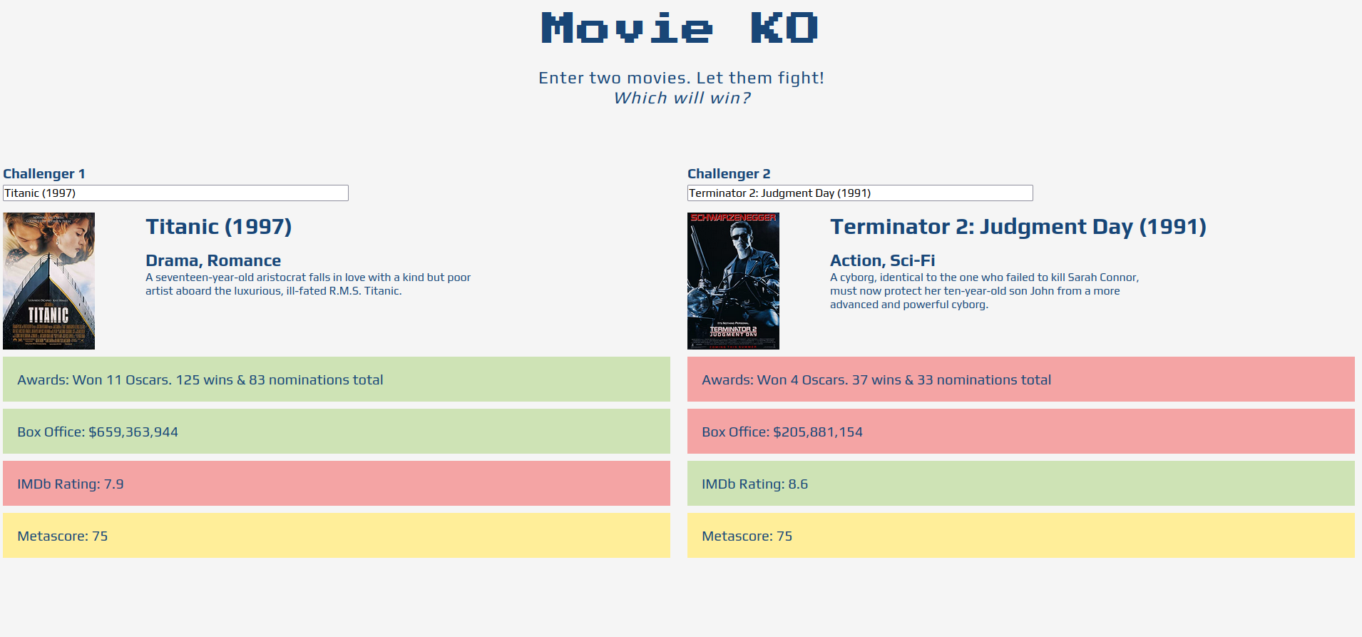 Image of Movie KO website.